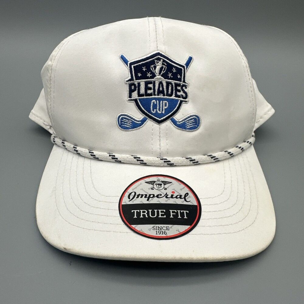 Rare Imperial True Fit White PLEIADES Cup Rope Hat Adjustable Golf Logo